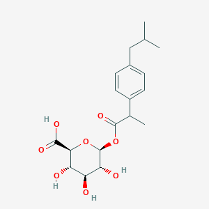 molecular formula C₁₉H₂₆O₈ B020700 1-(α-甲基-4-(2-甲基丙基)苯乙酸)-β-D-葡萄吡喃糖醛酸 CAS No. 115075-59-7