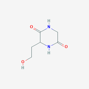 molecular formula C6H10N2O3 B020748 3-(2-Hydroxyethyl)piperazine-2,5-dione CAS No. 101080-13-1