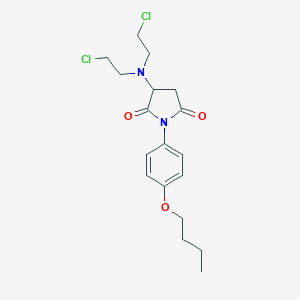 molecular formula C18H24Cl2N2O3 B020759 3-[Bis(2-chloroethyl)amino]-1-(4-butoxyphenyl)pyrrolidine-2,5-dione CAS No. 108708-01-6