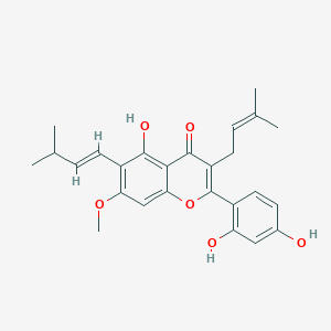 molecular formula C26H28O6 B207796 2-(2,4-Dihydroxyphenyl)-5-hydroxy-7-methoxy-6-(3-methylbut-1-enyl)-3-(3-methylbut-2-enyl)chromen-4-one CAS No. 7608-44-8