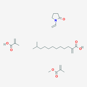 molecular formula C29H49NO7 B020804 1-Ethenylpyrrolidin-2-one;11-methyl-2-methylidenedodecanoic acid;methyl 2-methylprop-2-enoate;2-methylprop-2-enoic acid CAS No. 110015-93-5