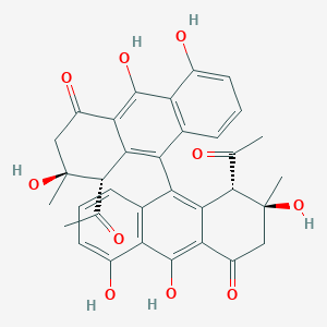 molecular formula C34H30O10 B020953 (3S,4S)-4-Acetyl-10-[(1S,2S)-1-acetyl-2,5,10-trihydroxy-2-methyl-4-oxo-1,3-dihydroanthracen-9-yl]-3,8,9-trihydroxy-3-methyl-2,4-dihydroanthracen-1-one CAS No. 79426-51-0