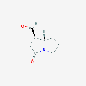 molecular formula C8H11NO2 B021031 1H-Pyrrolizine-1-carboxaldehyde, hexahydro-3-oxo-, (1R-cis)-(9CI) CAS No. 103979-75-5