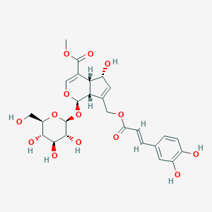 molecular formula C26H30O14 B210404 methyl (1R,4aR,5R,7aR)-7-[[(E)-3-(3,4-dihydroxyphenyl)prop-2-enoyl]oxymethyl]-5-hydroxy-1-[(2S,3R,4S,5S,6R)-3,4,5-trihydroxy-6-(hydroxymethyl)oxan-2-yl]oxy-1,4a,5,7a-tetrahydrocyclopenta[c]pyran-4-carboxylate CAS No. 83348-22-5