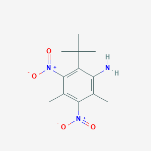 molecular formula C12H17N3O4 B021090 Benzenamine, 2-(1,1-dimethylethyl)-4,6-dimethyl-3,5-dinitro- CAS No. 107342-67-6