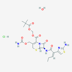 molecular formula C23H32ClN5O9S2 B211295 Cefcapene Pivoxil Hydrochloride Hydrate CAS No. 147816-24-8