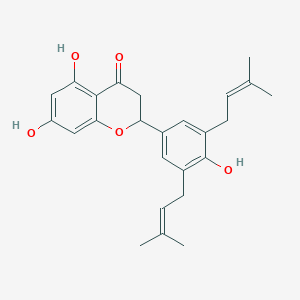 molecular formula C25H28O5 B211562 5,7-Dihydroxy-2-[4-hydroxy-3,5-bis(3-methylbut-2-enyl)phenyl]-2,3-dihydrochromen-4-one CAS No. 77263-11-7