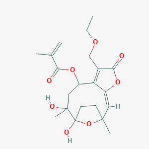 molecular formula C21H28O8 B211590 [(2E)-6-(ethoxymethyl)-10,11-dihydroxy-1,10-dimethyl-5-oxo-4,14-dioxatricyclo[9.2.1.03,7]tetradeca-2,6-dien-8-yl] 2-methylprop-2-enoate CAS No. 76215-53-7