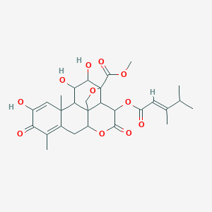 molecular formula C28H34O11 B211781 methyl 3-[(E)-3,4-dimethylpent-2-enoyl]oxy-11,15,16-trihydroxy-9,13-dimethyl-4,10-dioxo-5,18-dioxapentacyclo[12.5.0.01,6.02,17.08,13]nonadeca-8,11-diene-17-carboxylate CAS No. 53662-98-9