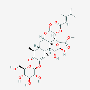 molecular formula C34H46O16 B211787 Methyl (1R,2S,3R,6R,8S,9S,13S,14R,15R,16S)-3-[(E)-3,4-dimethylpent-2-enoyl]oxy-15,16-dihydroxy-9,13-dimethyl-4,10-dioxo-11-[(2S,3R,4S,5S,6R)-3,4,5-trihydroxy-6-(hydroxymethyl)oxan-2-yl]oxy-5,18-dioxapentacyclo[12.5.0.01,6.02,17.08,13]nonadec-11-ene-17-carboxylate CAS No. 79439-85-3