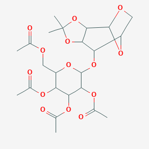 molecular formula C23H32O14 B021193 2-[(Acetyloxy)methyl]-6-[(4,4-dimethyl-3,5,10,11-tetraoxatricyclo[6.2.1.02,6]undec-7-yl)oxy]tetrahydro-2h-pyran-3,4,5-triyl triacetate(non-preferred name) CAS No. 5346-69-0