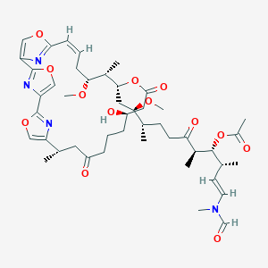 molecular formula C46H64N4O13 B021269 [(E,3R,4R,5R,9S,10R)-1-[Formyl(methyl)amino]-11-[(10S,16R,20R,21S,22R,24Z)-16-hydroxy-22-methoxy-10,21-dimethyl-12,18-dioxo-3,7,19,27-tetraoxa-29,30,31-triazatetracyclo[24.2.1.12,5.16,9]hentriaconta-1(28),2(31),4,6(30),8,24,26(29)-heptaen-20-yl]-10-methoxy-3,5,9-trimethyl-6-oxoundec-1-en-4-yl] acetate CAS No. 100045-73-6