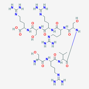 molecular formula C38H74N20O12 B021279 2-[[2-[[2-[[2-[[2-[[2-[[2-[(2-Amino-3-hydroxypropanoyl)amino]-5-(diaminomethylideneamino)pentanoyl]amino]-3-methylbutanoyl]amino]-3-hydroxypropanoyl]amino]-5-(diaminomethylideneamino)pentanoyl]amino]-5-(diaminomethylideneamino)pentanoyl]amino]-3-hydroxypropanoyl]amino]-5-(diaminomethylideneamino)pentanoic acid CAS No. 103244-41-3