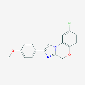molecular formula C17H13ClN2O2 B021316 4-(8-Chloro-4H-imidazo[2,1-c][1,4]benzoxazin-2-yl)phenyl methyl ether CAS No. 104971-84-8