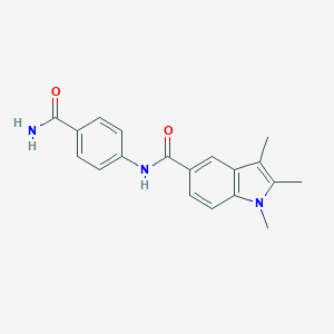 molecular formula C19H19N3O2 B213503 N-[4-(aminocarbonyl)phenyl]-1,2,3-trimethyl-1H-indole-5-carboxamide 