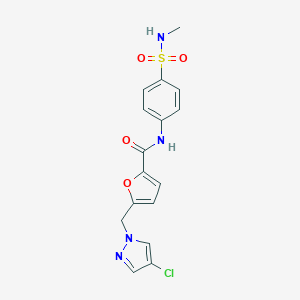 molecular formula C16H15ClN4O4S B213550 5-[(4-CHLORO-1H-PYRAZOL-1-YL)METHYL]-N~2~-{4-[(METHYLAMINO)SULFONYL]PHENYL}-2-FURAMIDE 
