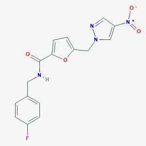 molecular formula C16H13FN4O4 B213583 N-[(4-FLUOROPHENYL)METHYL]-5-[(4-NITRO-1H-PYRAZOL-1-YL)METHYL]FURAN-2-CARBOXAMIDE 