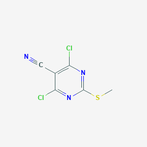 molecular formula C6H3Cl2N3S B021359 4,6-二氯-2-(甲硫基)嘧啶-5-碳腈 CAS No. 33097-13-1