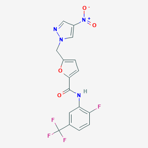 molecular formula C16H10F4N4O4 B213590 N-[2-FLUORO-5-(TRIFLUOROMETHYL)PHENYL]-5-[(4-NITRO-1H-PYRAZOL-1-YL)METHYL]-2-FURAMIDE 