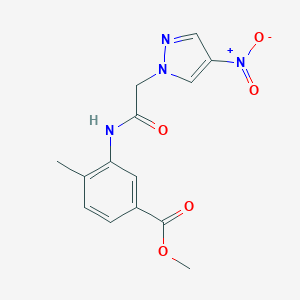 molecular formula C14H14N4O5 B213591 METHYL 4-METHYL-3-{[2-(4-NITRO-1H-PYRAZOL-1-YL)ACETYL]AMINO}BENZOATE 