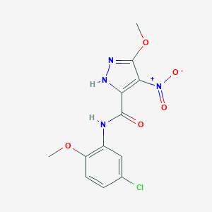 molecular formula C12H11ClN4O5 B213606 N-(5-chloro-2-methoxyphenyl)-3-methoxy-4-nitro-1H-pyrazole-5-carboxamide 