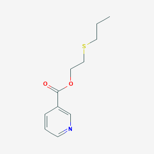 molecular formula C11H15NO2S B021369 Nicotinic acid, 2-(propylthio)ethyl ester CAS No. 101952-73-2