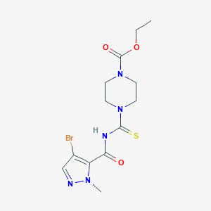 molecular formula C13H18BrN5O3S B213726 ethyl 4-({[(4-bromo-1-methyl-1H-pyrazol-5-yl)carbonyl]amino}carbothioyl)tetrahydro-1(2H)-pyrazinecarboxylate 