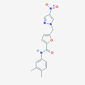 molecular formula C17H16N4O4 B213754 N-(3,4-DIMETHYLPHENYL)-5-[(4-NITRO-1H-PYRAZOL-1-YL)METHYL]-2-FURAMIDE 