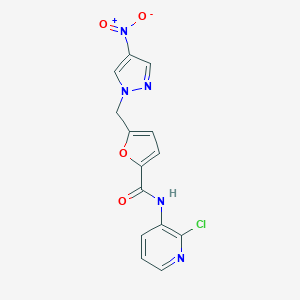 molecular formula C14H10ClN5O4 B213756 N-(2-CHLORO-3-PYRIDYL)-5-[(4-NITRO-1H-PYRAZOL-1-YL)METHYL]-2-FURAMIDE 