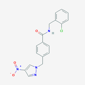 molecular formula C18H15ClN4O3 B213800 N~1~-(2-CHLOROBENZYL)-4-[(4-NITRO-1H-PYRAZOL-1-YL)METHYL]BENZAMIDE 