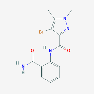 molecular formula C13H13BrN4O2 B213826 N-[2-(aminocarbonyl)phenyl]-4-bromo-1,5-dimethyl-1H-pyrazole-3-carboxamide 