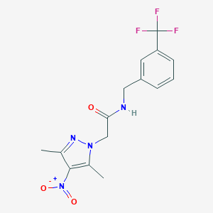 molecular formula C15H15F3N4O3 B213834 2-(3,5-DIMETHYL-4-NITRO-1H-PYRAZOL-1-YL)-N~1~-[3-(TRIFLUOROMETHYL)BENZYL]ACETAMIDE 