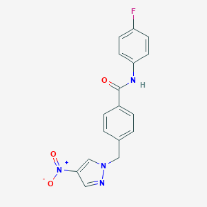 molecular formula C17H13FN4O3 B213841 N-(4-fluorophenyl)-4-[(4-nitro-1H-pyrazol-1-yl)methyl]benzamide 