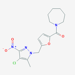 molecular formula C16H19ClN4O4 B213850 1-AZEPANYL{5-[(4-CHLORO-5-METHYL-3-NITRO-1H-PYRAZOL-1-YL)METHYL]-2-FURYL}METHANONE 