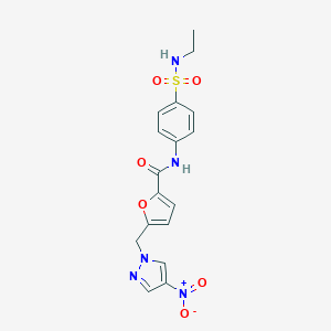 molecular formula C17H17N5O6S B213880 N-[4-(ethylsulfamoyl)phenyl]-5-[(4-nitro-1H-pyrazol-1-yl)methyl]furan-2-carboxamide 