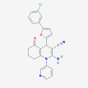 molecular formula C25H19ClN4O2 B213904 2-AMINO-4-[5-(3-CHLOROPHENYL)-2-FURYL]-5-OXO-1-(3-PYRIDYL)-1,4,5,6,7,8-HEXAHYDRO-3-QUINOLINECARBONITRILE 
