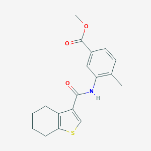 molecular formula C18H19NO3S B213929 METHYL 4-METHYL-3-(4,5,6,7-TETRAHYDRO-1-BENZOTHIOPHENE-3-AMIDO)BENZOATE 