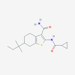 molecular formula C18H26N2O2S B213936 2-[(CYCLOPROPYLCARBONYL)AMINO]-6-(TERT-PENTYL)-4,5,6,7-TETRAHYDRO-1-BENZOTHIOPHENE-3-CARBOXAMIDE 
