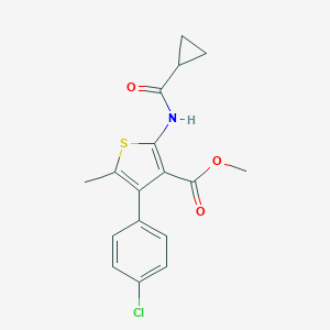 molecular formula C17H16ClNO3S B213953 METHYL 4-(4-CHLOROPHENYL)-2-CYCLOPROPANEAMIDO-5-METHYLTHIOPHENE-3-CARBOXYLATE 
