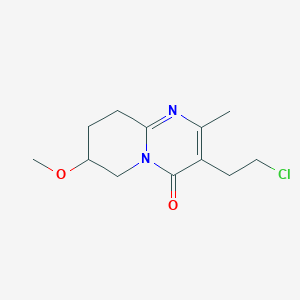 molecular formula C12H17ClN2O2 B021403 3-(2-Chloroethyl)-6,7,8,9-tetrahydro-7-methoxy-2-methyl-4H-pyrido[1,2-a]pyrimidin-4-one CAS No. 130049-80-8