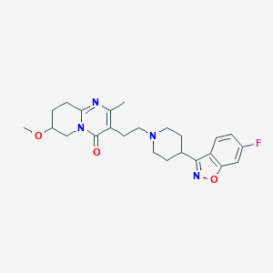 molecular formula C24H29FN4O3 B021404 3-[2-[4-(6-Fluoro-1,2-benzoxazol-3-yl)piperidin-1-yl]ethyl]-7-methoxy-2-methyl-6,7,8,9-tetrahydropyrido[1,2-a]pyrimidin-4-one CAS No. 130049-83-1
