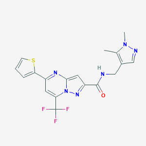 molecular formula C18H15F3N6OS B214053 N-[(1,5-dimethyl-1H-pyrazol-4-yl)methyl]-5-(thiophen-2-yl)-7-(trifluoromethyl)pyrazolo[1,5-a]pyrimidine-2-carboxamide 