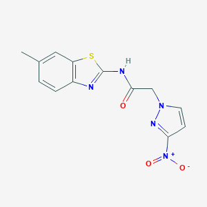 molecular formula C13H11N5O3S B214192 N~1~-(6-METHYL-1,3-BENZOTHIAZOL-2-YL)-2-(3-NITRO-1H-PYRAZOL-1-YL)ACETAMIDE 