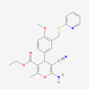 molecular formula C23H23N3O4S B214232 ETHYL 6-AMINO-5-CYANO-4-{4-METHOXY-3-[(2-PYRIDYLSULFANYL)METHYL]PHENYL}-2-METHYL-4H-PYRAN-3-CARBOXYLATE 