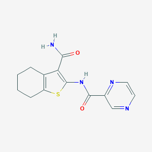 molecular formula C14H14N4O2S B214233 N-(3-carbamoyl-4,5,6,7-tetrahydro-1-benzothiophen-2-yl)pyrazine-2-carboxamide 