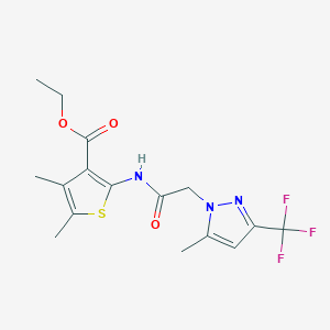 molecular formula C16H18F3N3O3S B214271 ETHYL 4,5-DIMETHYL-2-({2-[5-METHYL-3-(TRIFLUOROMETHYL)-1H-PYRAZOL-1-YL]ACETYL}AMINO)-3-THIOPHENECARBOXYLATE 