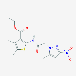 molecular formula C15H18N4O5S B214278 ETHYL 4,5-DIMETHYL-2-{[2-(5-METHYL-3-NITRO-1H-PYRAZOL-1-YL)ACETYL]AMINO}-3-THIOPHENECARBOXYLATE 