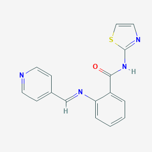 molecular formula C16H12N4OS B214285 2-{[(E)-1-(4-PYRIDYL)METHYLIDENE]AMINO}-N~1~-(1,3-THIAZOL-2-YL)BENZAMIDE 