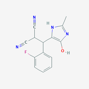 molecular formula C14H11FN4O B214286 2-[(2-FLUOROPHENYL)(5-HYDROXY-2-METHYL-1H-IMIDAZOL-4-YL)METHYL]PROPANEDINITRILE 