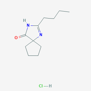 molecular formula C11H19ClN2O B021432 2-butyl-1,3-diazaspiro[4.4]non-1-en-4-one Hydrochloride CAS No. 151257-01-1